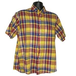 Wedgefield Plaid Button Down Short Sleeve Shirt (Size:Large, Color:Multi)